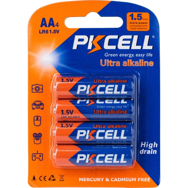 Main product image for PKCELL 1.5V AA Alkaline Battery 4-Pack 142-229